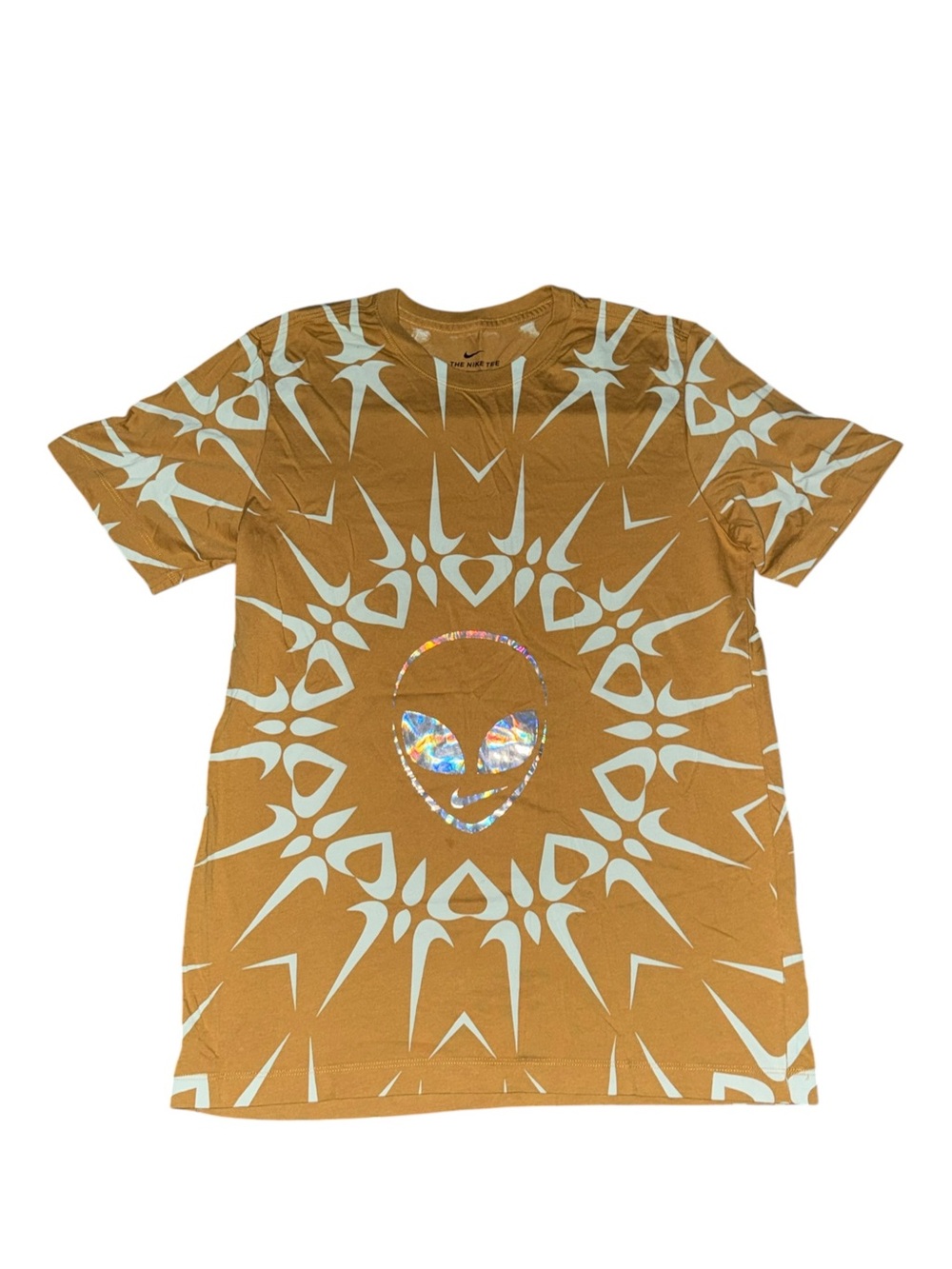 Nike Mustard Graphic Alien Tee with Blue Tribal Print